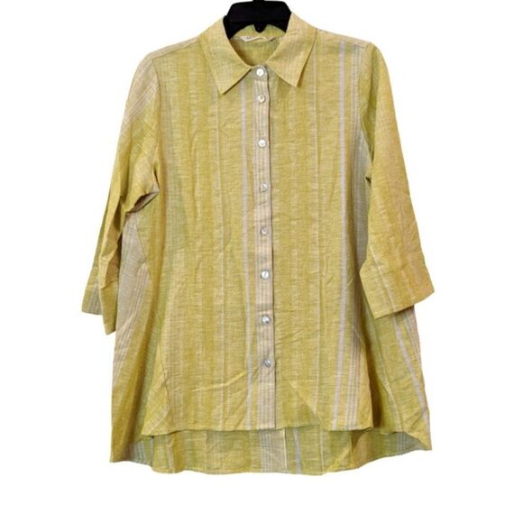 Soft Surroundings Womens Size Medium Yellow Long Sleeve Button-Up Tunic Top - Picture 1 of 9